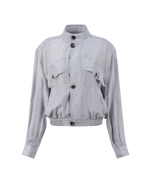 PROJECT WAVE(プロジェクトウェーブ)の「Laurent Short Jacket (3COLOR)(ナイロンジャケット・レディース・ブラック/ライトグレー/カーキ・FREE)」の3枚目の写真