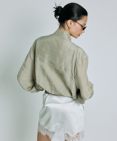 PROJECT WAVE(プロジェクトウェーブ)の「Laurent Short Jacket (3COLOR)(ナイロンジャケット・レディース・ブラック/ライトグレー/カーキ・FREE)」の5枚目の写真