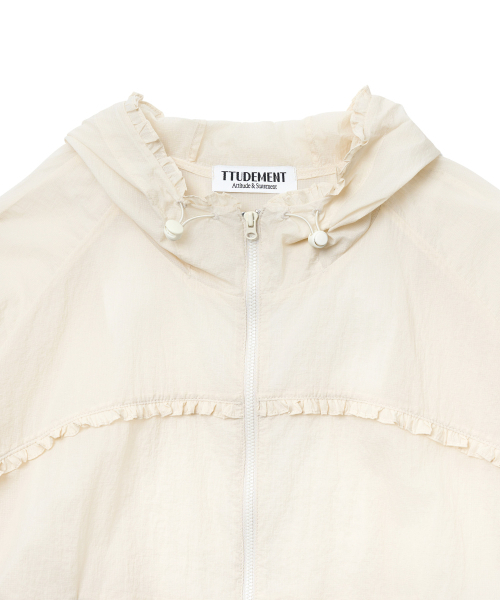 TTUDEMENT（トュードメント）の「SHEER FRILLED WINDBREAKER_BUTTER（ナイロンジャケット・レディース・その他・FREE）」の5枚目の写真