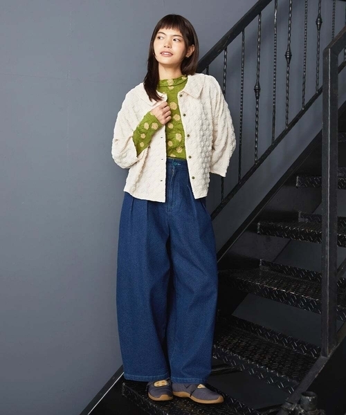 Jocomomola（ホコモモラ）の「【日本製】配色ドットジャカードカットソー（Tシャツ/カットソー・レディース・グリーン/ブラック・40）」の8枚目の写真