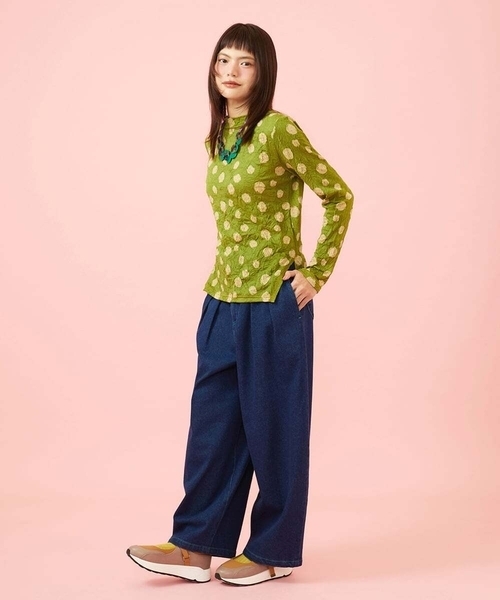 Jocomomola（ホコモモラ）の「【日本製】配色ドットジャカードカットソー（Tシャツ/カットソー・レディース・グリーン/ブラック・40）」の10枚目の写真