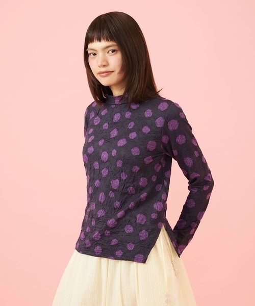 Jocomomola（ホコモモラ）の「【日本製】配色ドットジャカードカットソー（Tシャツ/カットソー・レディース・グリーン/ブラック・40）」の22枚目の写真