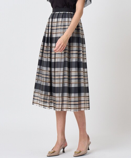 ANAYI（アナイ）の「シルクシアーチェックフレアスカート〈セットアップ対応商品〉（スカート・レディース・ブルー・36）」の2枚目の写真