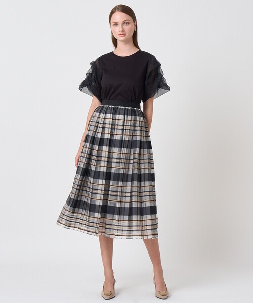 ANAYI（アナイ）の「シルクシアーチェックフレアスカート〈セットアップ対応商品〉（スカート・レディース・ブルー・36）」の3枚目の写真