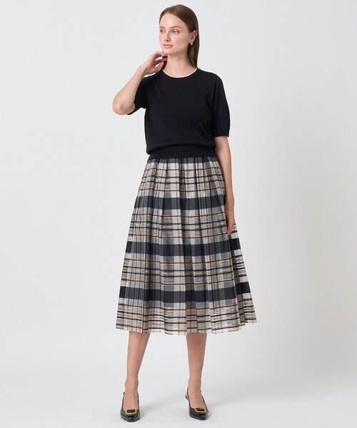 ANAYI（アナイ）の「シルクシアーチェックフレアスカート〈セットアップ対応商品〉（スカート・レディース・ブルー・36）」の4枚目の写真