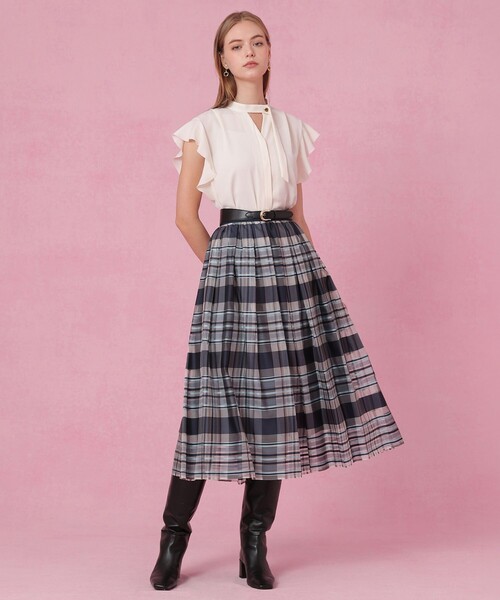 ANAYI（アナイ）の「シルクシアーチェックフレアスカート〈セットアップ対応商品〉（スカート・レディース・ブルー・36）」の12枚目の写真