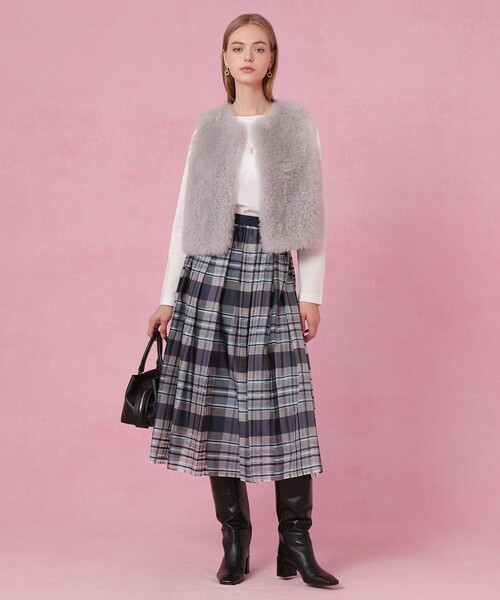 ANAYI（アナイ）の「シルクシアーチェックフレアスカート〈セットアップ対応商品〉（スカート・レディース・ブルー・36）」の18枚目の写真