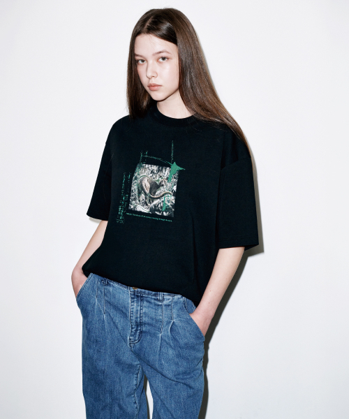 COLD BLANKET(コールドブランケット)の「ポサプリント30番手オーバーサイズブラック半袖Tシャツ(Tシャツ/カットソー・レディース・その他・FREE)」の4枚目の写真