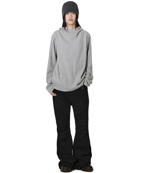 Openyard(オープンヤード)の「『Openyard/オープンヤード』FLATLOCK WAFFLE HOODIE LONG SLEEVE TOP/フード付きフラットロックワッフル長袖Tシャツ(Tシャツ/カットソー・メンズ・ブラック/グレー・M/L)」の13枚目の写真