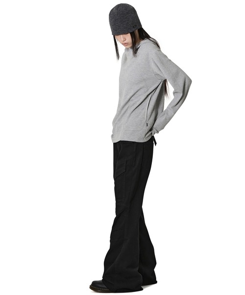 Openyard(オープンヤード)の「『Openyard/オープンヤード』FLATLOCK WAFFLE HOODIE LONG SLEEVE TOP/フード付きフラットロックワッフル長袖Tシャツ(Tシャツ/カットソー・メンズ・ブラック/グレー・M/L)」の12枚目の写真