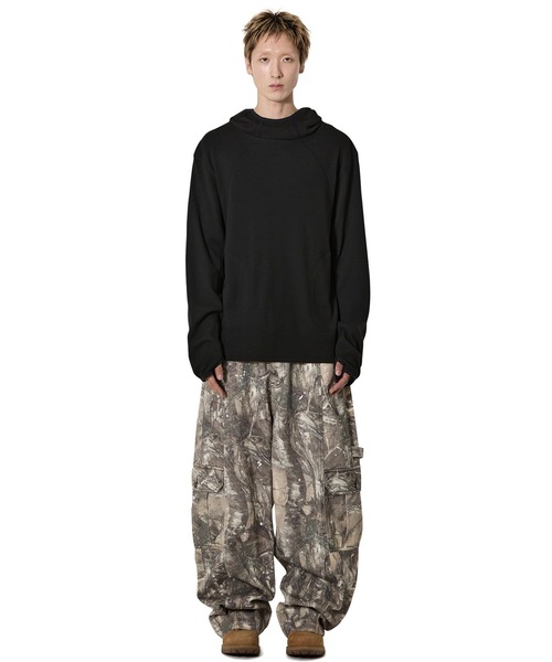 Openyard(オープンヤード)の「『Openyard/オープンヤード』FLATLOCK WAFFLE HOODIE LONG SLEEVE TOP/フード付きフラットロックワッフル長袖Tシャツ(Tシャツ/カットソー・メンズ・ブラック/グレー・M/L)」の10枚目の写真