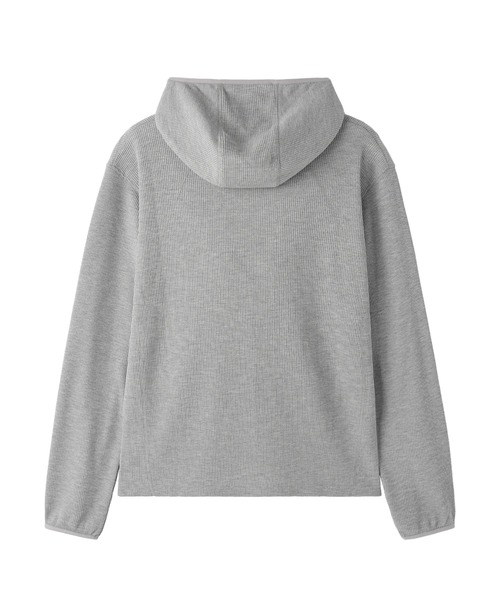 Openyard(オープンヤード)の「『Openyard/オープンヤード』FLATLOCK WAFFLE HOODIE LONG SLEEVE TOP/フード付きフラットロックワッフル長袖Tシャツ(Tシャツ/カットソー・メンズ・ブラック/グレー・M/L)」の4枚目の写真