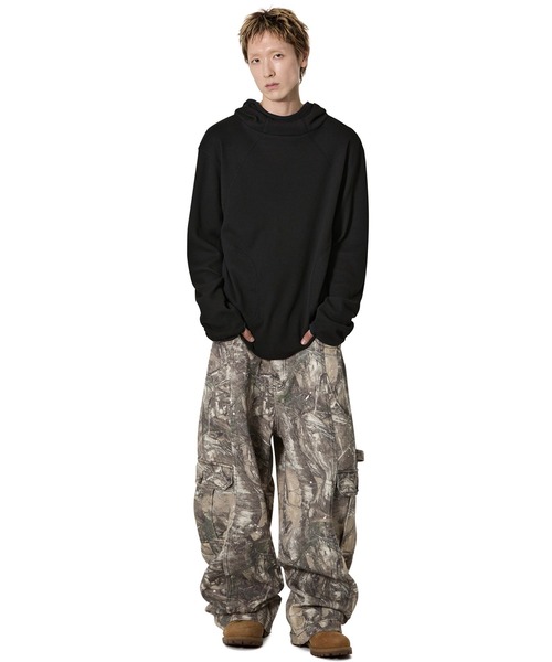 Openyard(オープンヤード)の「『Openyard/オープンヤード』FLATLOCK WAFFLE HOODIE LONG SLEEVE TOP/フード付きフラットロックワッフル長袖Tシャツ(Tシャツ/カットソー・メンズ・ブラック/グレー・M/L)」の11枚目の写真