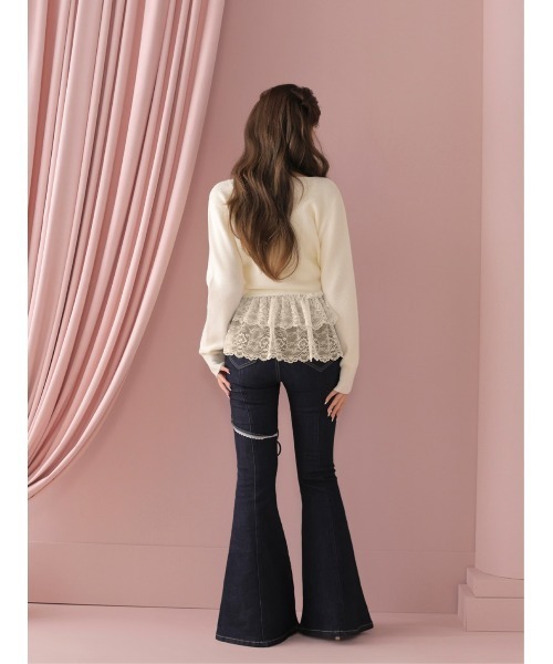 M me eme（エムミーエメ）の「Lace frill peplum knit three piece tops(eme10634)（ニット/セーター・レディース・ピンク/アイボリー/ブルー・FREE）」の9枚目の写真