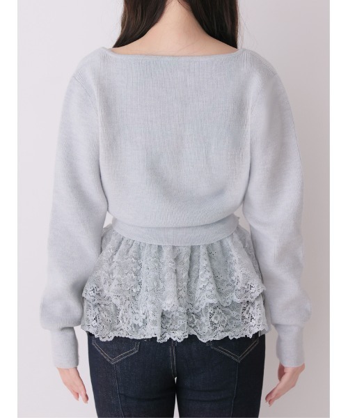 M me eme（エムミーエメ）の「Lace frill peplum knit three piece tops(eme10634)（ニット/セーター・レディース・ピンク/アイボリー/ブルー・FREE）」の18枚目の写真