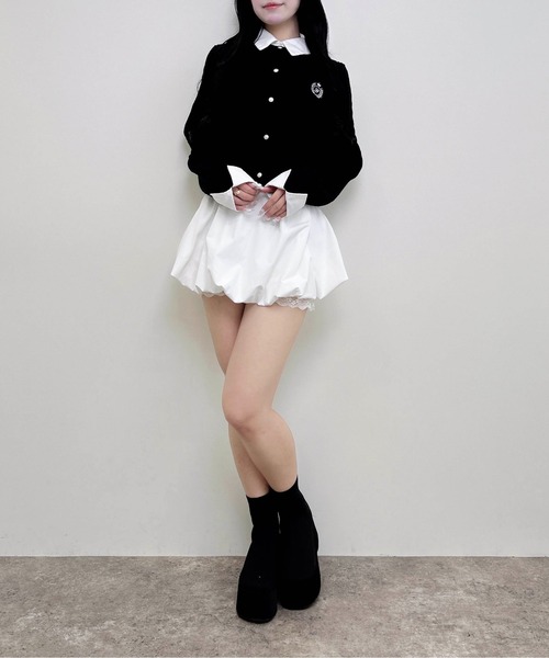 INGNI(イング)の「シャツレイヤード風ケーブルニット(ニット/セーター・レディース・ブラック×ホワイト/グレー×ホワイト/ワイン系2/ネイビー系8・M)」の15枚目の写真