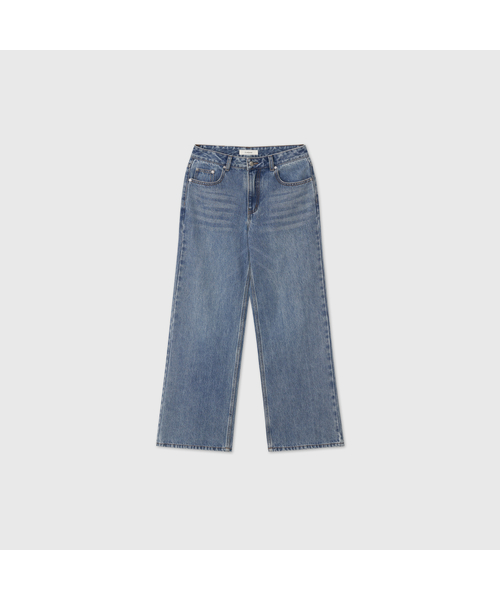 LOOKAST(ルックキャスト)の「408セミワイドレッグデニムパンツ / 408 SEMI WIDE LEG DENIM PANTS_2colors(デニムパンツ・レディース・ライトブルー/チャコールグレー・S-Short/M-Short/S-Long/M-Long)」の1枚目の写真
