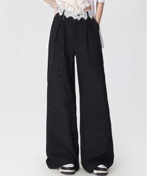 &soiree(アンドソワレ)の「ウエストレース付きタック入りスラックス(スラックス・レディース・ブラック/グレー・X-LARGE/LARGE/MEDIUM/SMALL)」の1枚目の写真