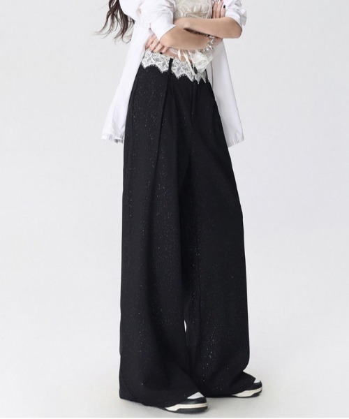 &soiree(アンドソワレ)の「ウエストレース付きタック入りスラックス(スラックス・レディース・ブラック/グレー・X-LARGE/LARGE/MEDIUM/SMALL)」の4枚目の写真
