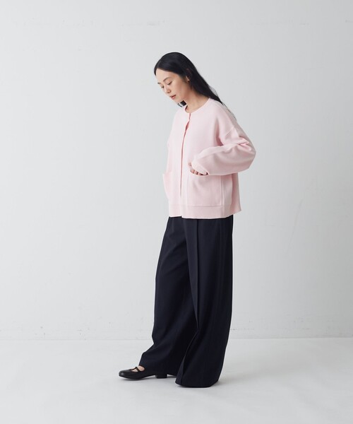 conges payes ADIEU TRISTESSE(コンジェ ペイエ アデュートリステス)の「コットンミラノリブクルーネックニットカーディガン(カーディガン/ボレロ・レディース・パープル/キャメル/ピンク・FREE)」の6枚目の写真