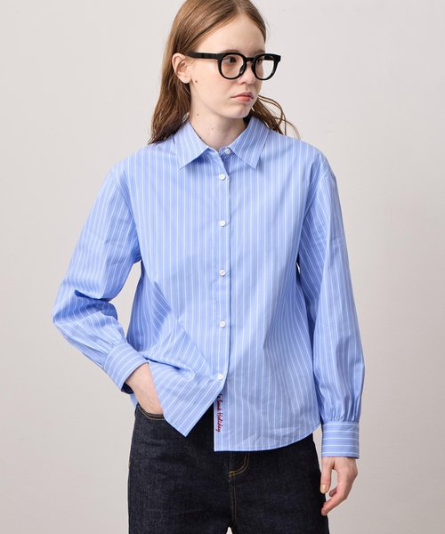 LE SOUK HOLIDAY(ルスークホリデー)の「レギュラーカラーストレッチベーシックシャツ(シャツ/ブラウス・レディース・オフホワイト/サックスブルー・M/L)」の9枚目の写真