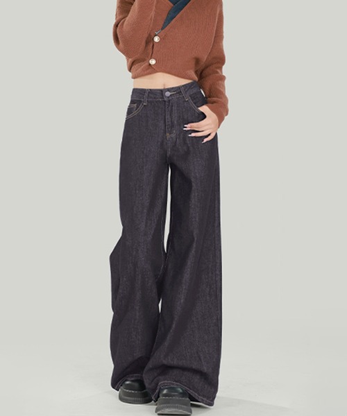 semuse(セミューズ)の「ハイウエストワイドデニムパンツ(デニムパンツ・レディース・インディゴブルー・L/M/S)」の7枚目の写真