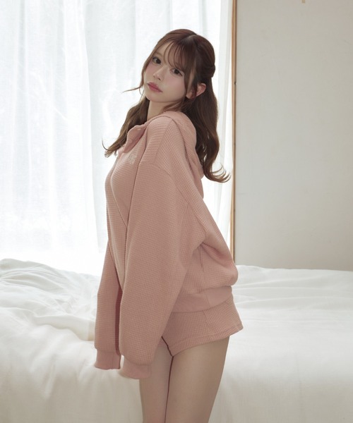 TITTY&CO.(ティティーアンドコー)の「ワッフルフーディーセットアップ(セットアップ・レディース・ピンク/ネイビー/アイボリー・FREE)」の14枚目の写真