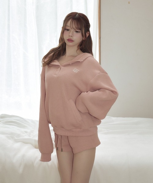 TITTY&CO.(ティティーアンドコー)の「ワッフルフーディーセットアップ(セットアップ・レディース・ピンク/ネイビー/アイボリー・FREE)」の13枚目の写真