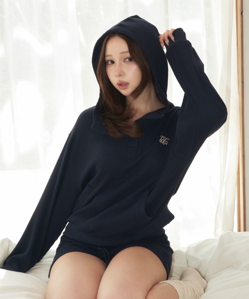TITTY&CO.(ティティーアンドコー)の「ワッフルフーディーセットアップ(セットアップ・レディース・ピンク/ネイビー/アイボリー・FREE)」の6枚目の写真