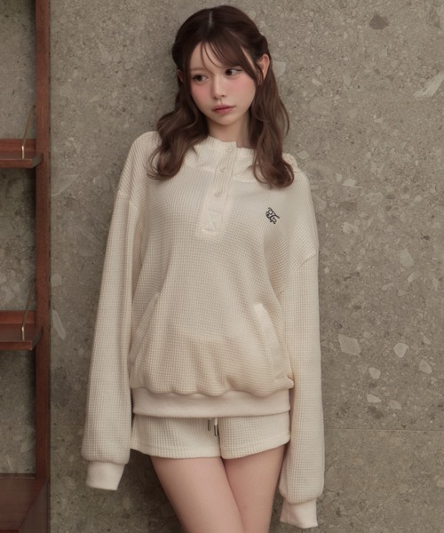 TITTY&CO.(ティティーアンドコー)の「ワッフルフーディーセットアップ(セットアップ・レディース・ピンク/ネイビー/アイボリー・FREE)」の19枚目の写真
