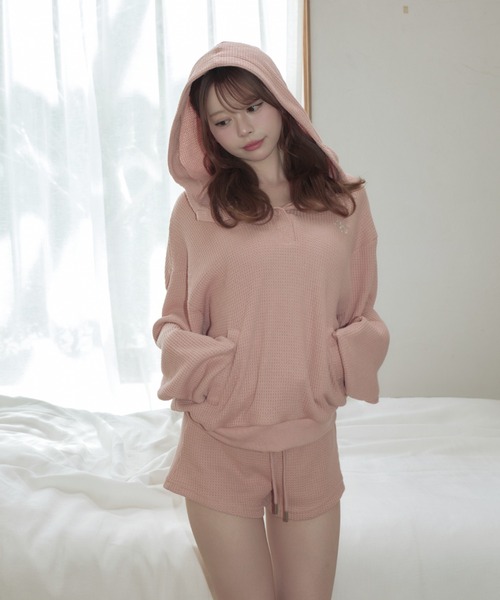 TITTY&CO.(ティティーアンドコー)の「ワッフルフーディーセットアップ(セットアップ・レディース・ピンク/ネイビー/アイボリー・FREE)」の22枚目の写真