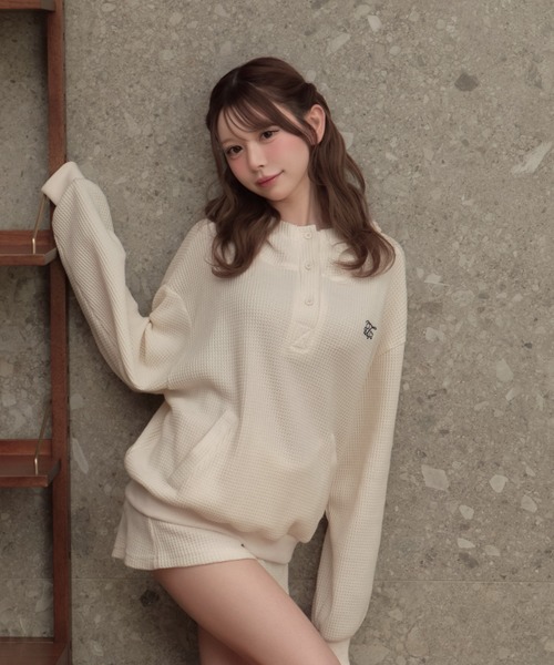 TITTY&CO.(ティティーアンドコー)の「ワッフルフーディーセットアップ(セットアップ・レディース・ピンク/ネイビー/アイボリー・FREE)」の18枚目の写真
