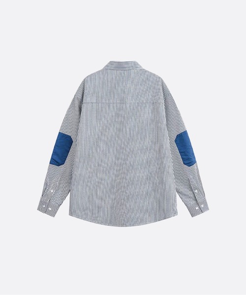 U:UME(ユーム)の「Vertical Stripe Contrast Patch Pocket Shirt(シャツ/ブラウス・メンズ・ブルー・MEDIUM/XX-LARGE/X-LARGE/LARGE)」の2枚目の写真