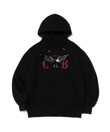 [起毛選択] フライ ウィング エンブレム フードTシャツ（ブラック）