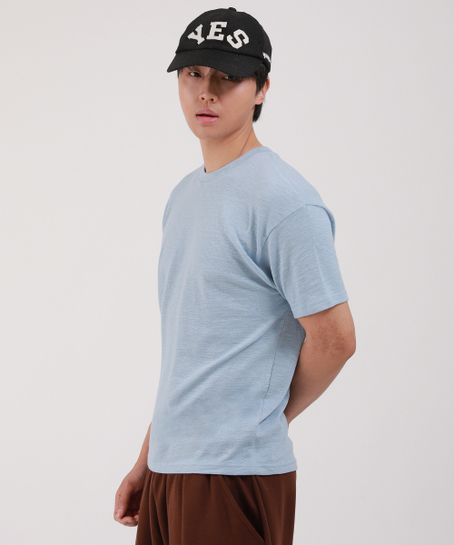 DEVELOVE(デヴローブ)の「スラブラウンド半袖Tシャツ_ソラ(Tシャツ/カットソー・メンズ・スカイブルー・LARGE/MEDIUM/X-LARGE/XX-LARGE)」の3枚目の写真