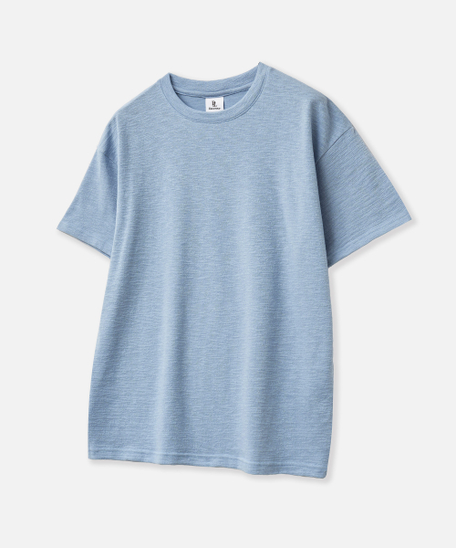 DEVELOVE(デヴローブ)の「スラブラウンド半袖Tシャツ_ソラ(Tシャツ/カットソー・メンズ・スカイブルー・LARGE/MEDIUM/X-LARGE/XX-LARGE)」の4枚目の写真