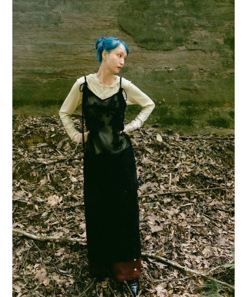 ELLA CANTARIA(エヤカンタリア)の「Bloom Embroidery Mesh Dress|花柄刺繍メッシュワンピース(ワンピース・レディース・ブラック/オレンジ・FREE)」の15枚目の写真