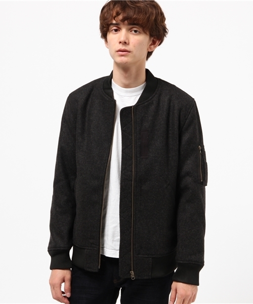 koe（コエ）の「メルトンMA-1ブルゾン（MA-1・メンズ・ブラック/チャコールグレー・S/M/LL/L）」の13枚目の写真