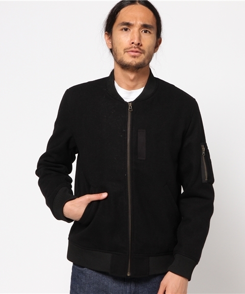 koe（コエ）の「メルトンMA-1ブルゾン（MA-1・メンズ・ブラック/チャコールグレー・S/M/LL/L）」の3枚目の写真