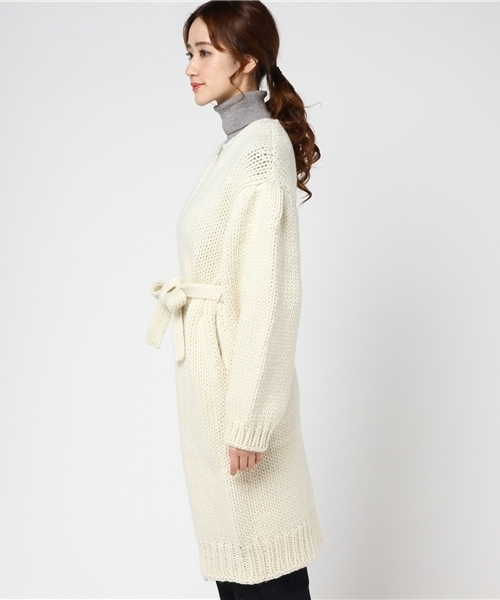 SLY（スライ）の「HAND MADE WOOL KNIT GOWN（その他アウター・レディース・マルチ/ピンク系その他/オフホワイト・FREE）」の5枚目の写真