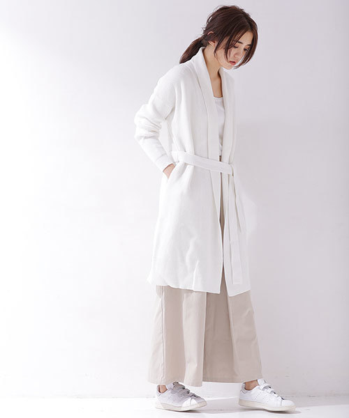 Nano Universe ナノユニバース の コットン片畦ベルト付ロングカーディガン カーディガン ボレロ Wear