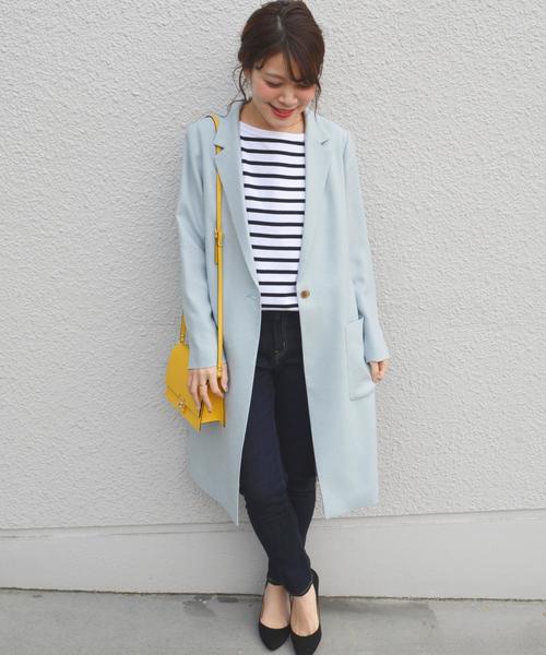 SHIPS for women（シップスフォーウィメン）の「リネンライクチェスターコート◇（チェスターコート・レディース・ベージュ/ネイビー/ライトブルー・36/38）」の2枚目の写真