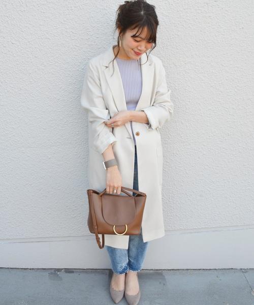 SHIPS for women（シップスフォーウィメン）の「リネンライクチェスターコート◇（チェスターコート・レディース・ベージュ/ネイビー/ライトブルー・36/38）」の5枚目の写真