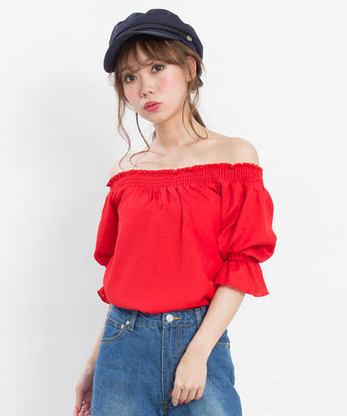 SpRay(スプレイ)の「BACKリボン七分袖プルオーバー(シャツ/ブラウス・レディース・ブラック/オフホワイト/レッド/イエロー・FREE)」の4枚目の写真