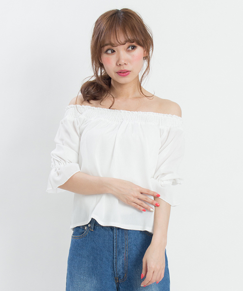 SpRay(スプレイ)の「BACKリボン七分袖プルオーバー(シャツ/ブラウス・レディース・ブラック/オフホワイト/レッド/イエロー・FREE)」の2枚目の写真