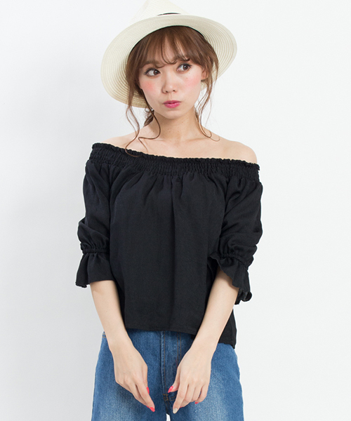 SpRay(スプレイ)の「BACKリボン七分袖プルオーバー(シャツ/ブラウス・レディース・ブラック/オフホワイト/レッド/イエロー・FREE)」の3枚目の写真