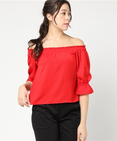 SpRay(スプレイ)の「BACKリボン七分袖プルオーバー(シャツ/ブラウス・レディース・ブラック/オフホワイト/レッド/イエロー・FREE)」の13枚目の写真