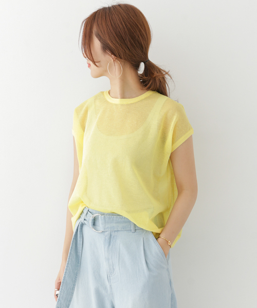 URBAN RESEARCH DOORS（アーバンリサーチドアーズ）の「DOORS シースループルオーバーニット（ニット/セーター・レディース・イエロー/ブラック/レッド・ONE）」の20枚目の写真