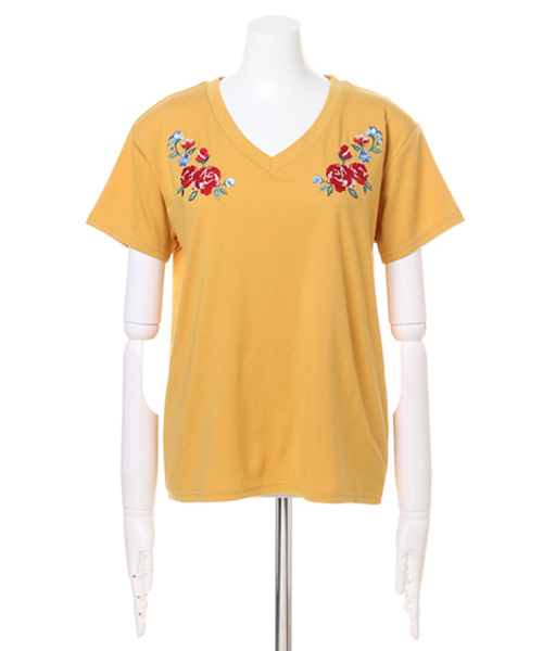 Ingni イング の 花柄刺繍vネックtシャツ レディース 17ss Tシャツ カットソー Wear