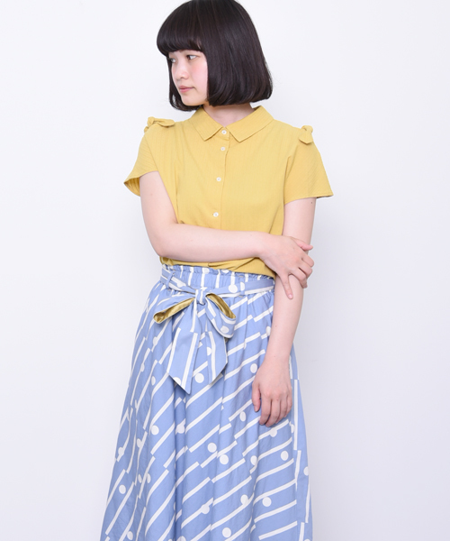 POU DOU DOU（プードゥドゥ）の「いろいろリボンブラウス（シャツ/ブラウス・レディース・オフホワイト/ブルー/イエロー・3）」の3枚目の写真
